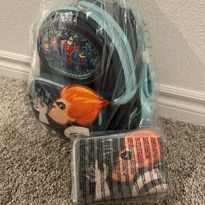 Loungefly- bundle of Backpack and Wallet  Incredibles Syndrome Blue Accents